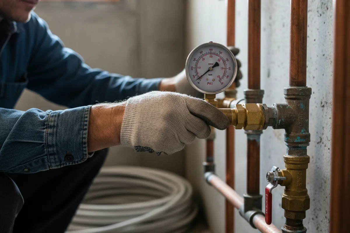 Pressure testing a repaired line during Water Line Repair in Lotus